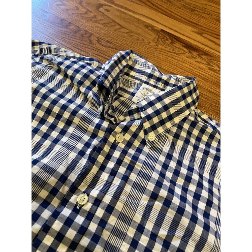 Brooks Brothers Mens Regent Fit Short Sleeve Shirt Blue Gingham Multi Plaid Sz M